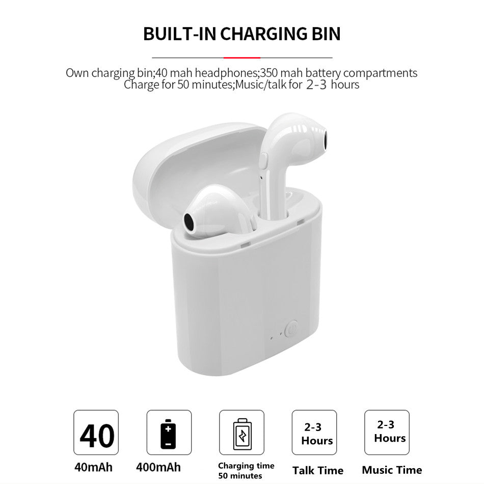 i7s Tws Wireless  Bluetooth Earbuds(Apple Air pod design) with Charging Box