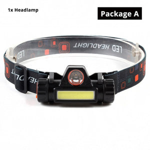 Waterproof LED headlamp COB work light 2 light mode with magnet headlight built-in 18650 battery suit for fishing, camping, etc.