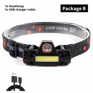 Waterproof LED headlamp COB work light 2 light mode with magnet headlight built-in 18650 battery suit for fishing, camping, etc.